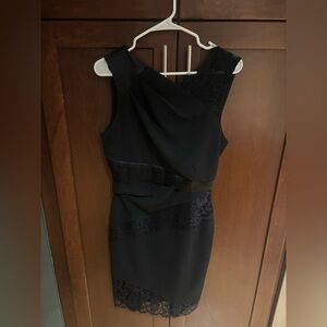 VENUS Black Lace-Accent Cocktail Dress